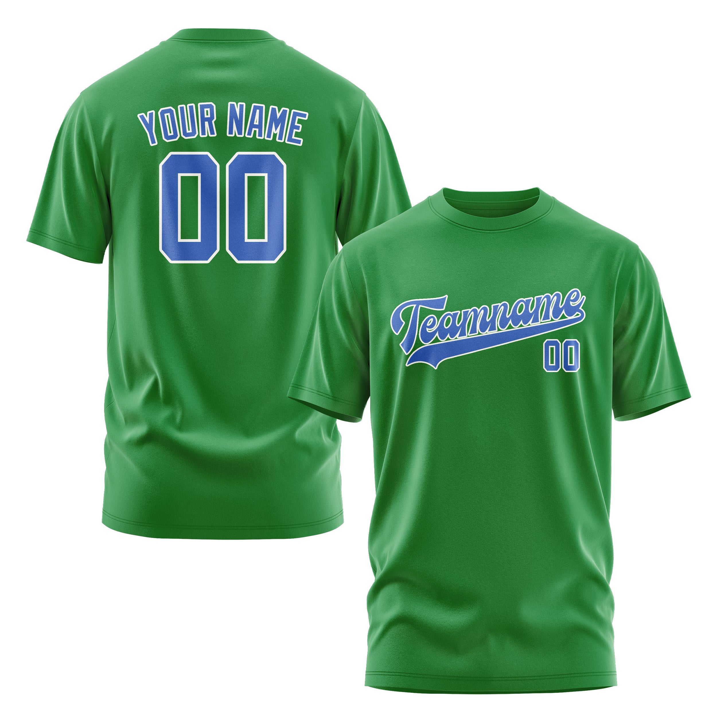 Custom Emerald Green Sky Blue T-Shirt
