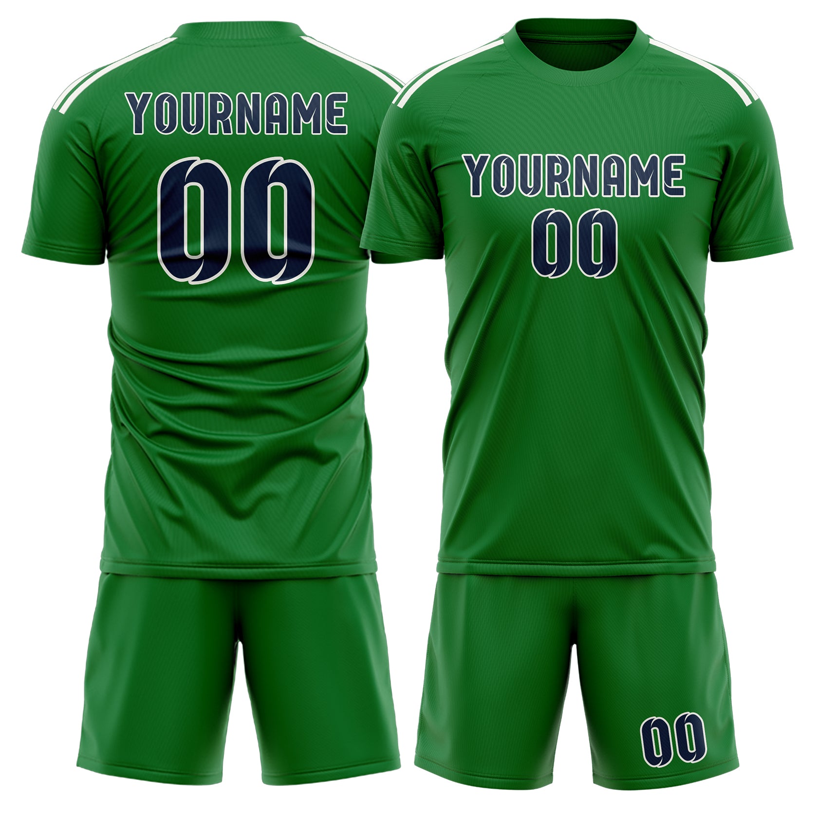 Custom Emerald Green Blue Soccer Set
