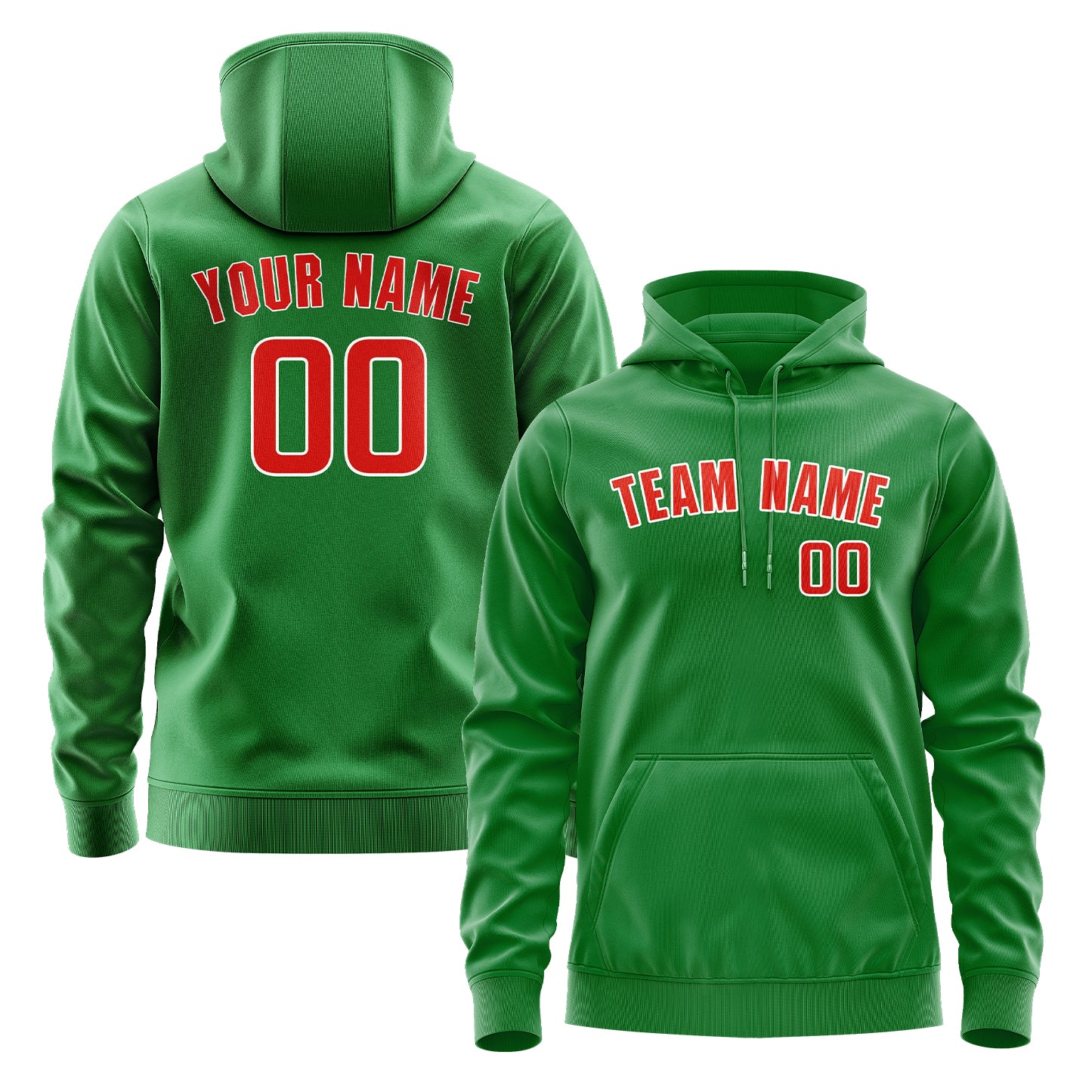 Custom Emerald Green Orange Red Hoodie