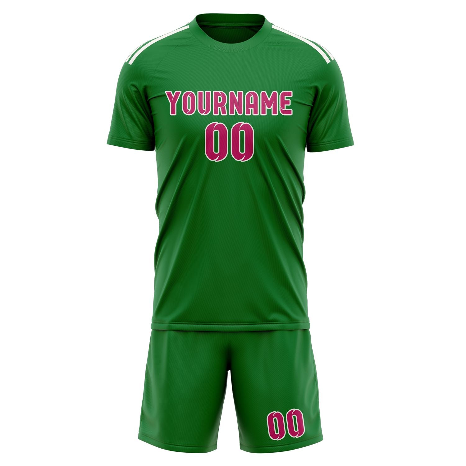 Custom Emerald Green Pink Soccer Set