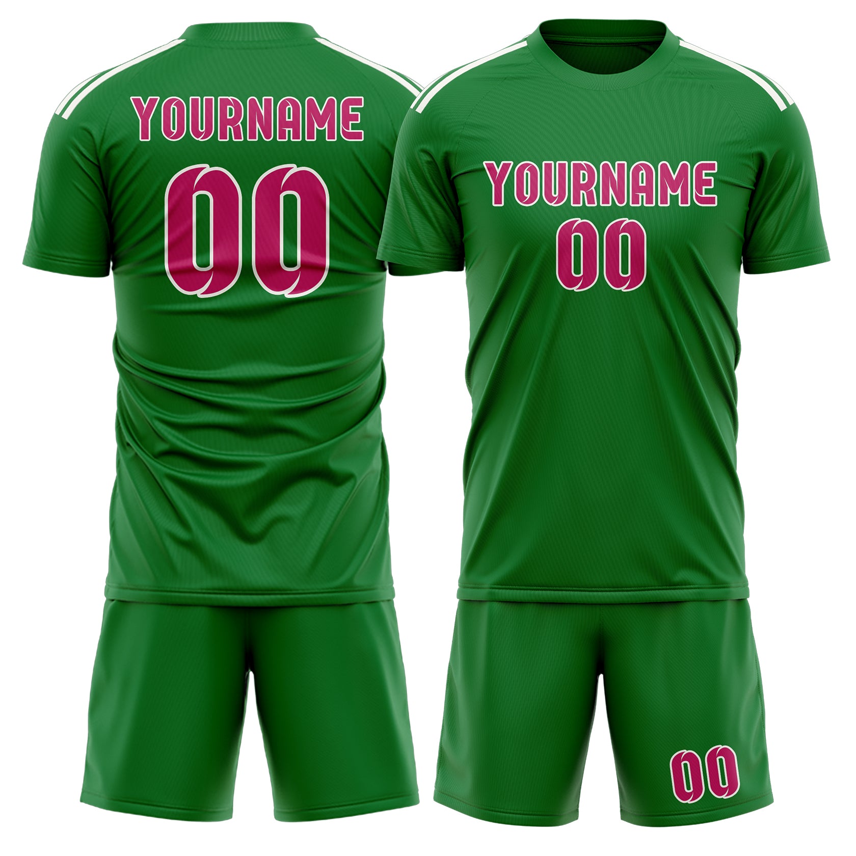 Custom Emerald Green Pink Soccer Set
