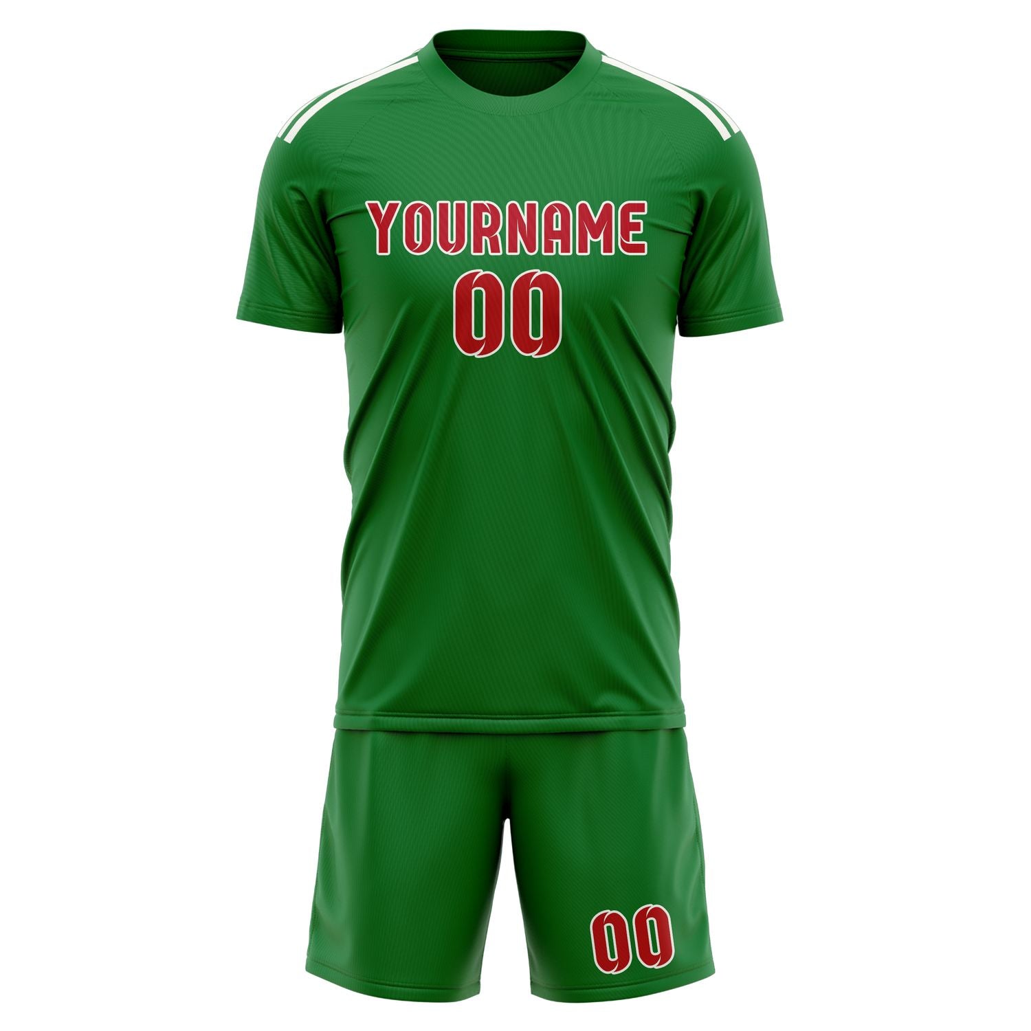 Custom Emerald Green Red Soccer Set