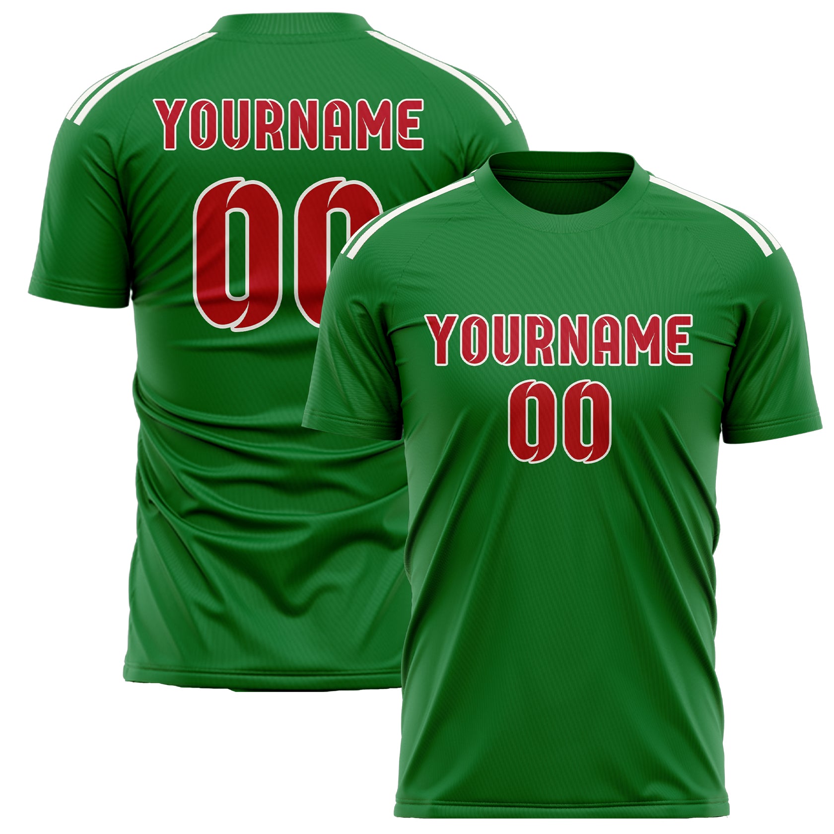 Custom Emerald Green Red Soccer Jersey