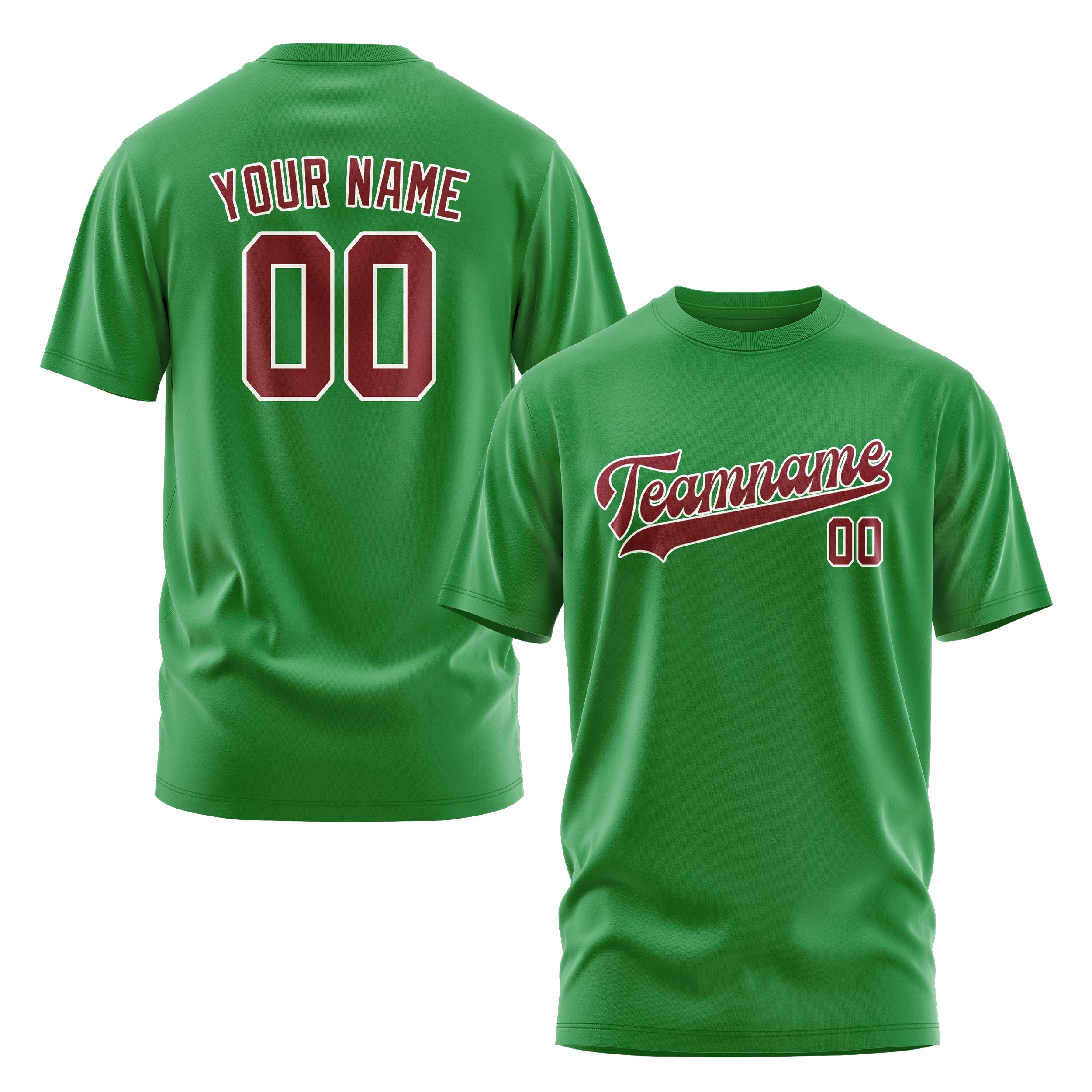 Custom Emerald Green Crimson Red T-Shirt