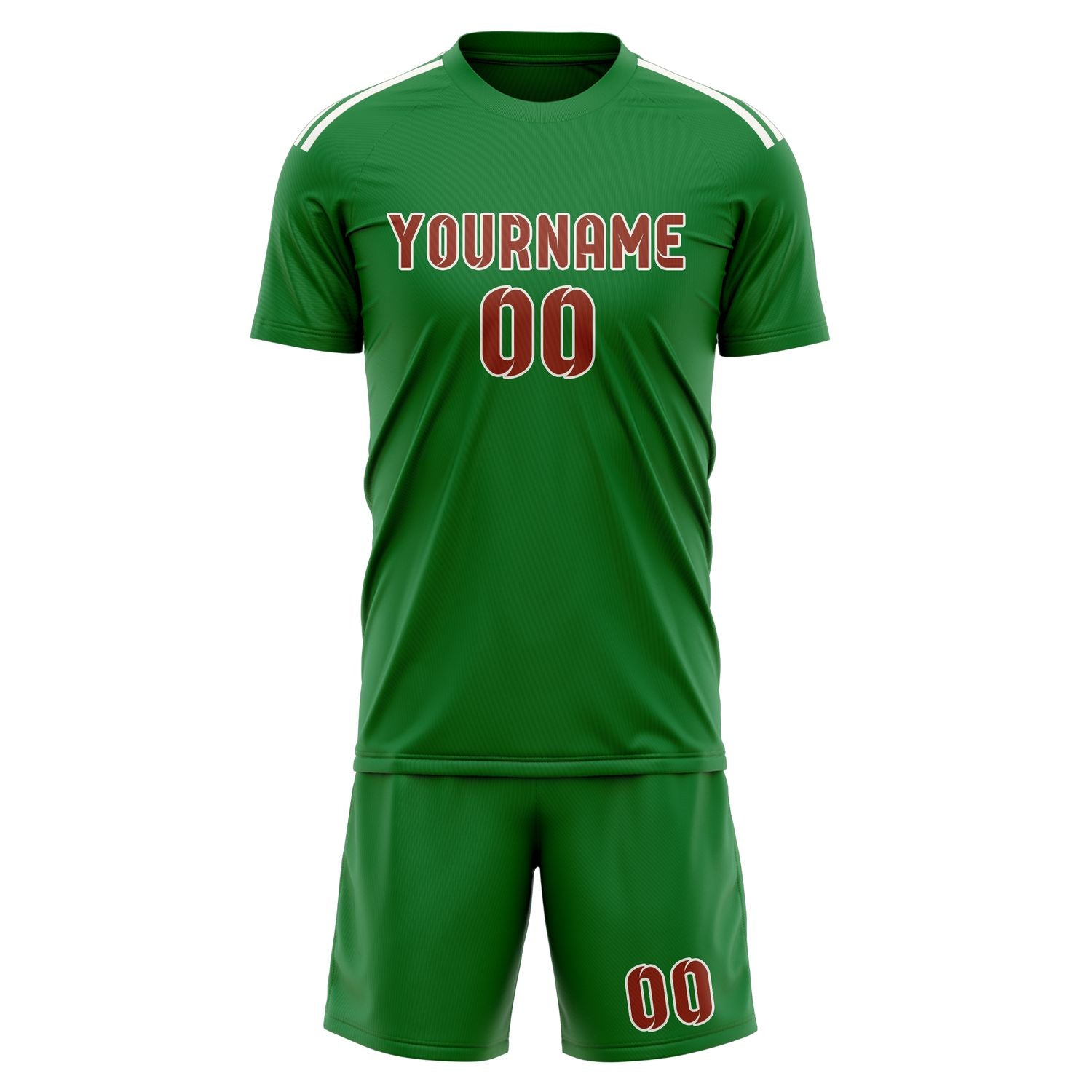 Custom Emerald Green Coral Red Soccer Set