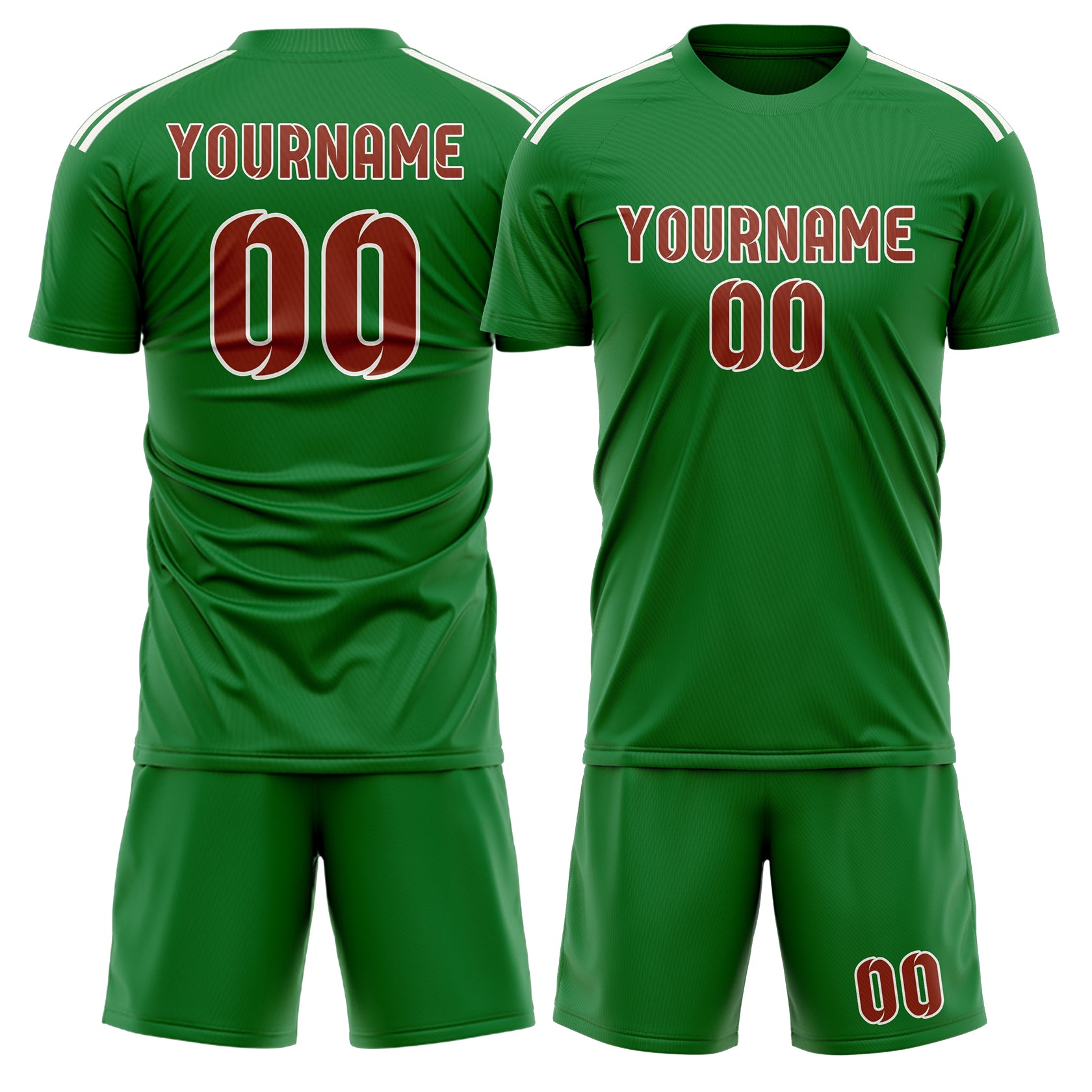Custom Emerald Green Coral Red Soccer Set