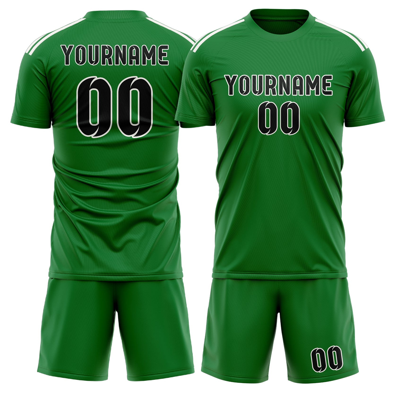 Custom Emerald Green Black Soccer Set
