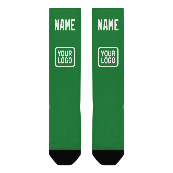 Custom Emerald Green White Knee-High Sock