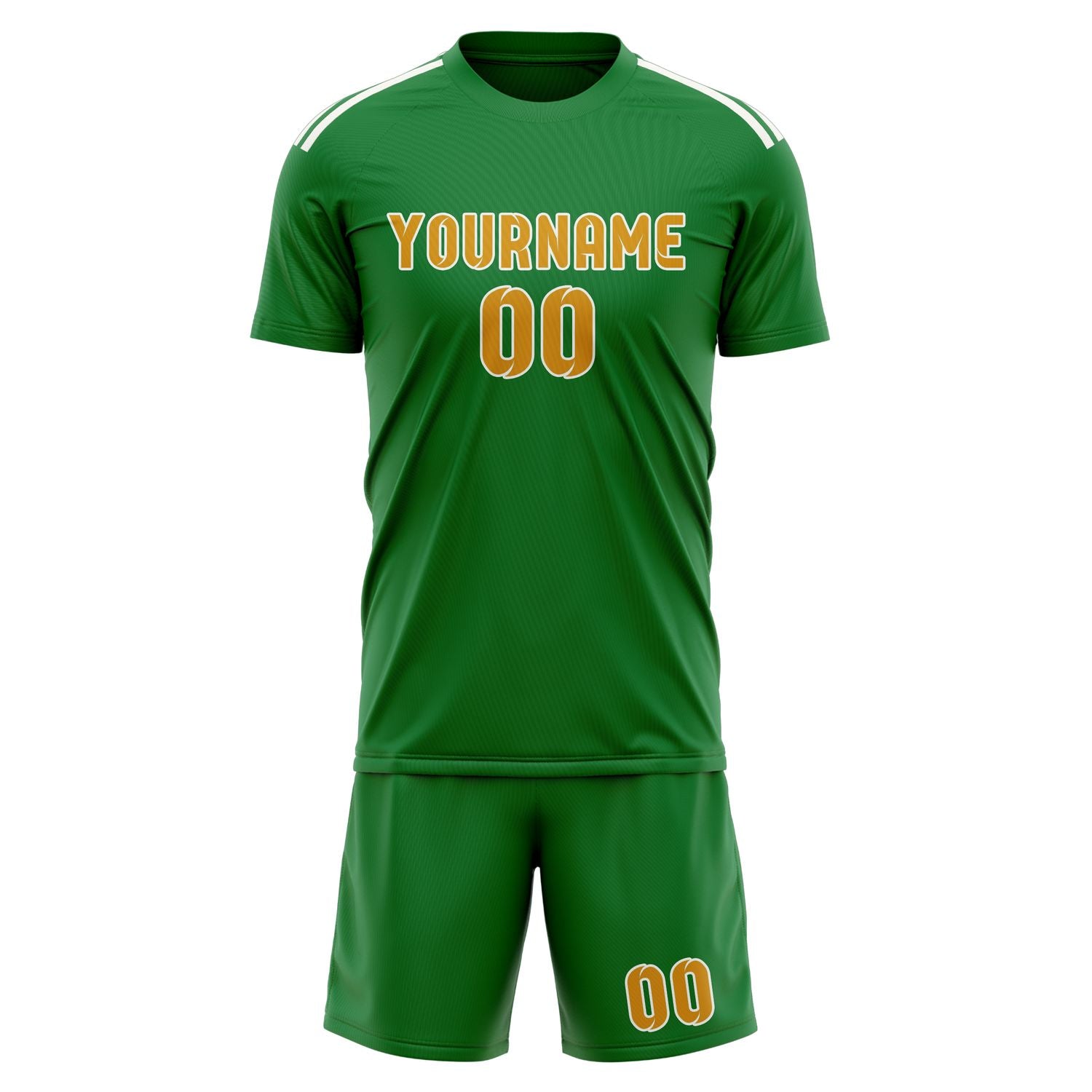 Custom Emerald Green Yellow Soccer Set