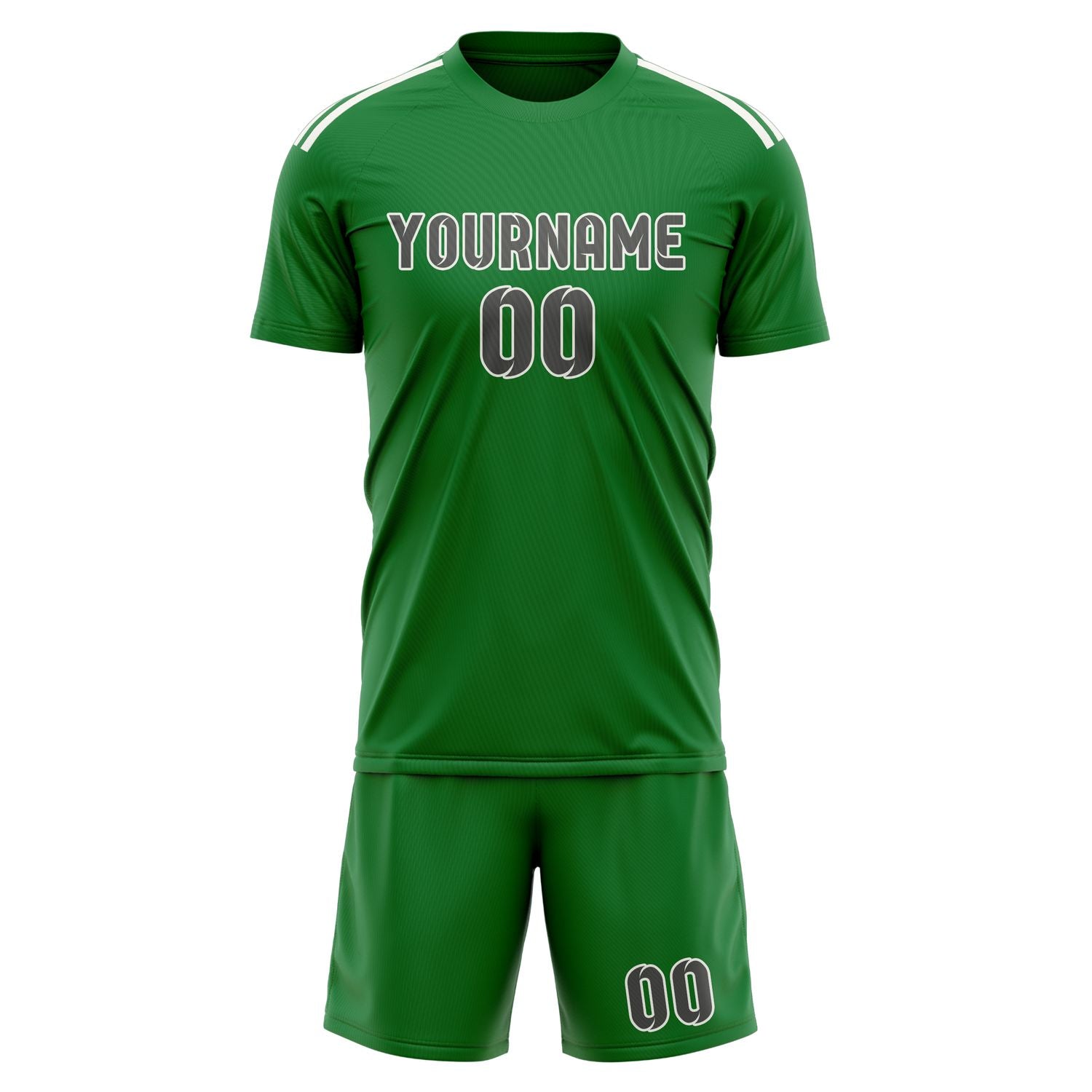 Custom Emerald Green Dark Grey Soccer Set