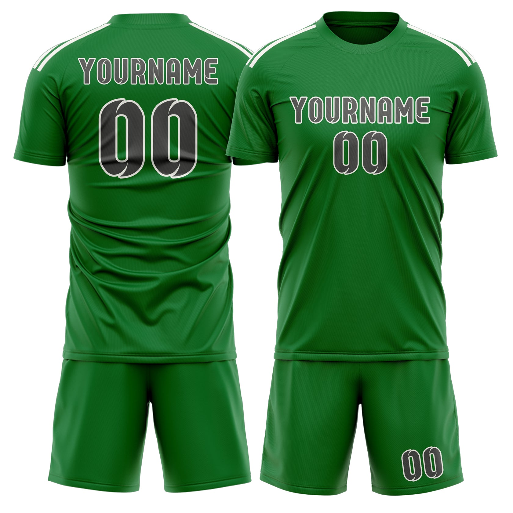 Custom Emerald Green Dark Grey Soccer Set