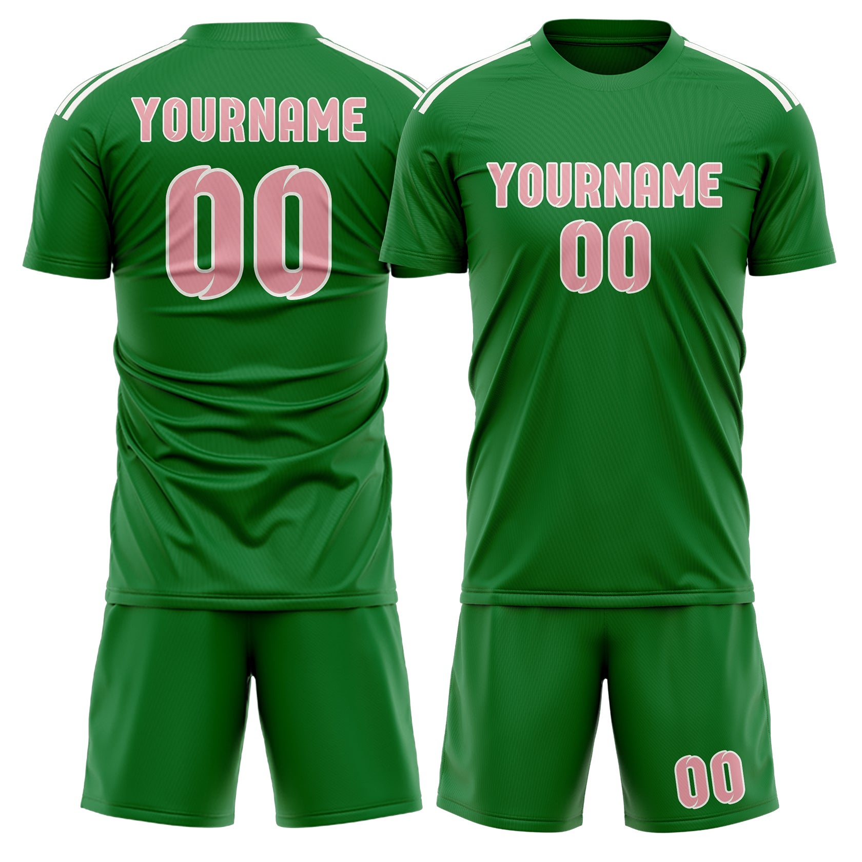 Custom Emerald Green Light Pink Soccer Set
