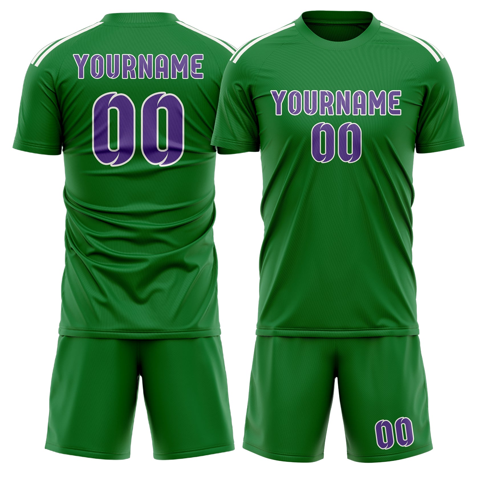 Custom Emerald Green Light Purple Soccer Set