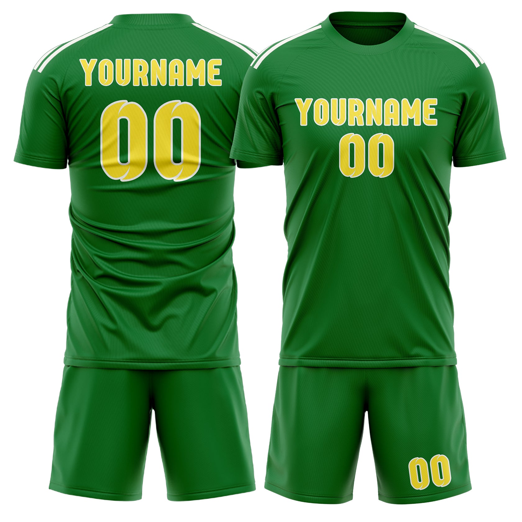Custom Emerald Green Light Yellow Soccer Set
