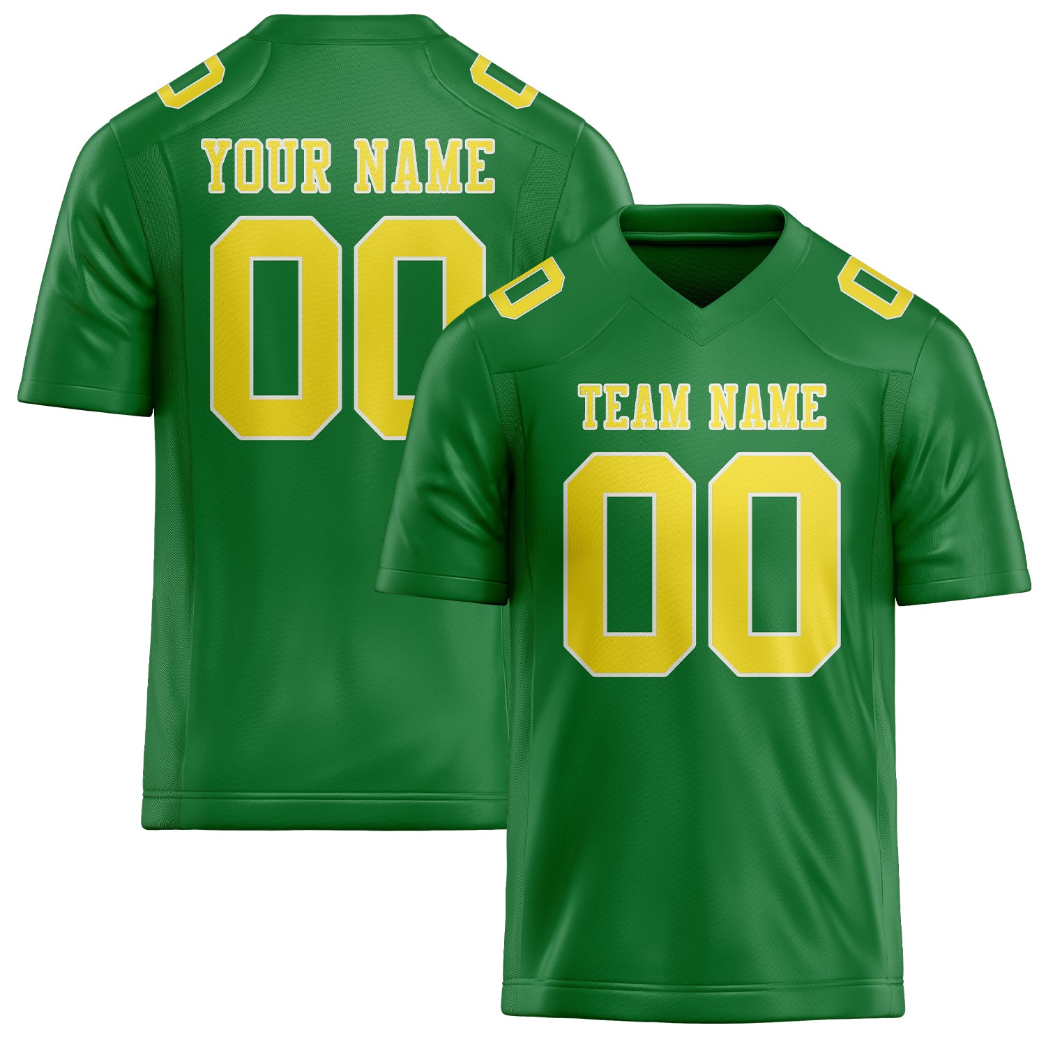 Custom Emerald Green Light Yellow Football Jersey