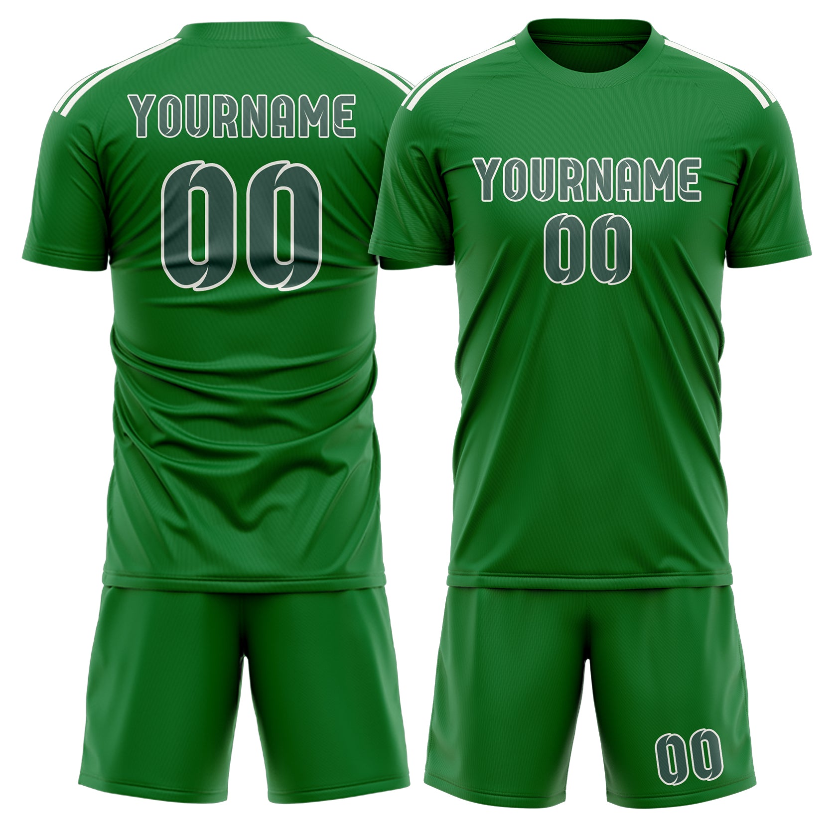 Custom Emerald Green Blue Green Soccer Set