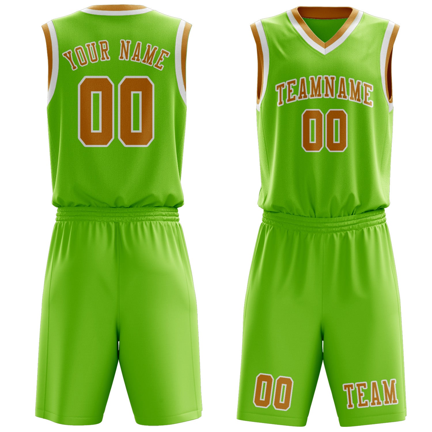 Custom Emerald Green Yellow Basketball Set