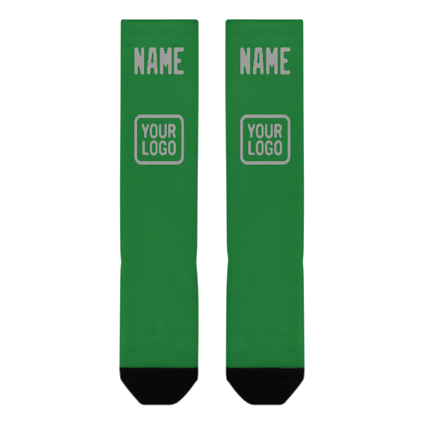 Custom Emerald Green Gray Knee-High Sock