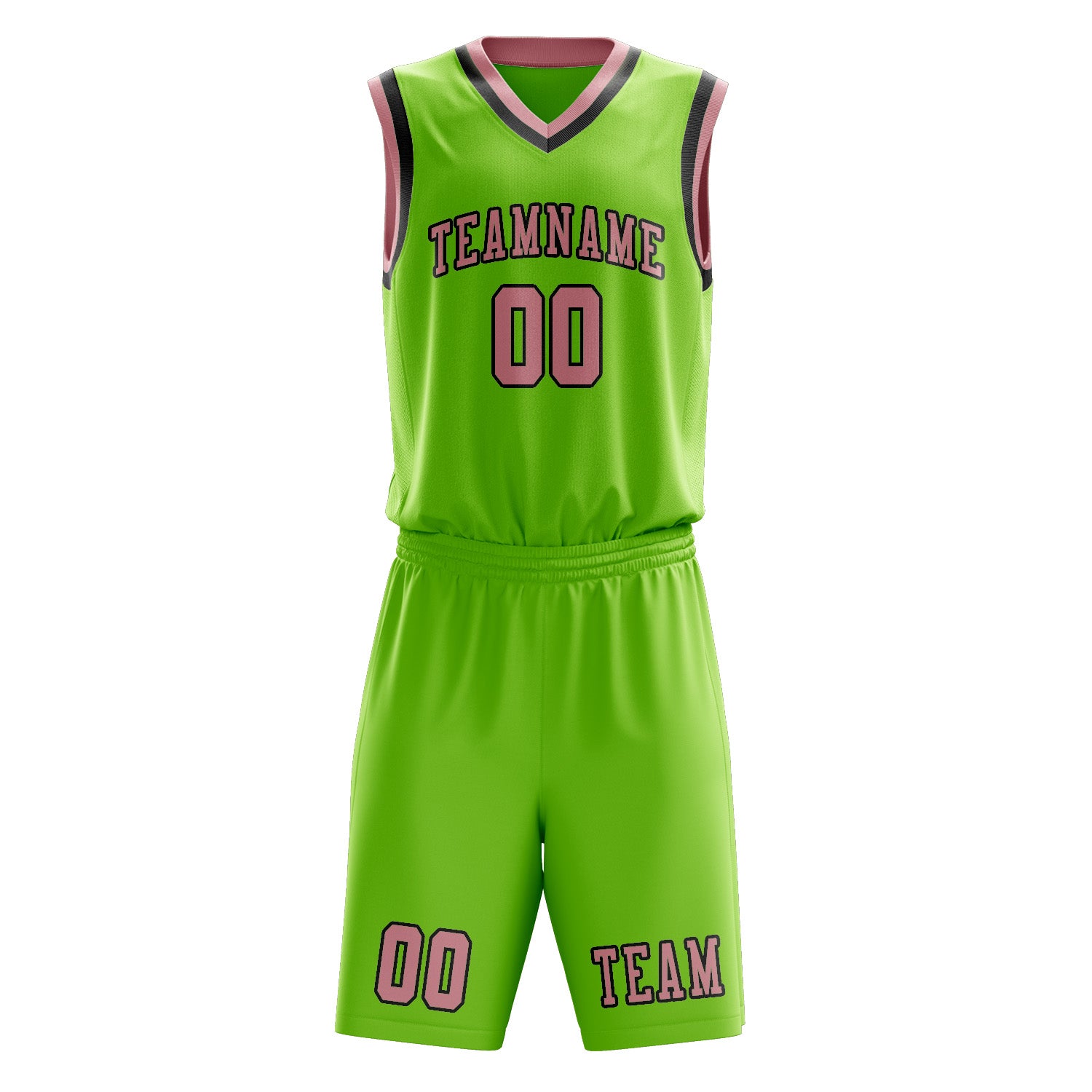 Custom Emerald Green Light Pink Basketball Set