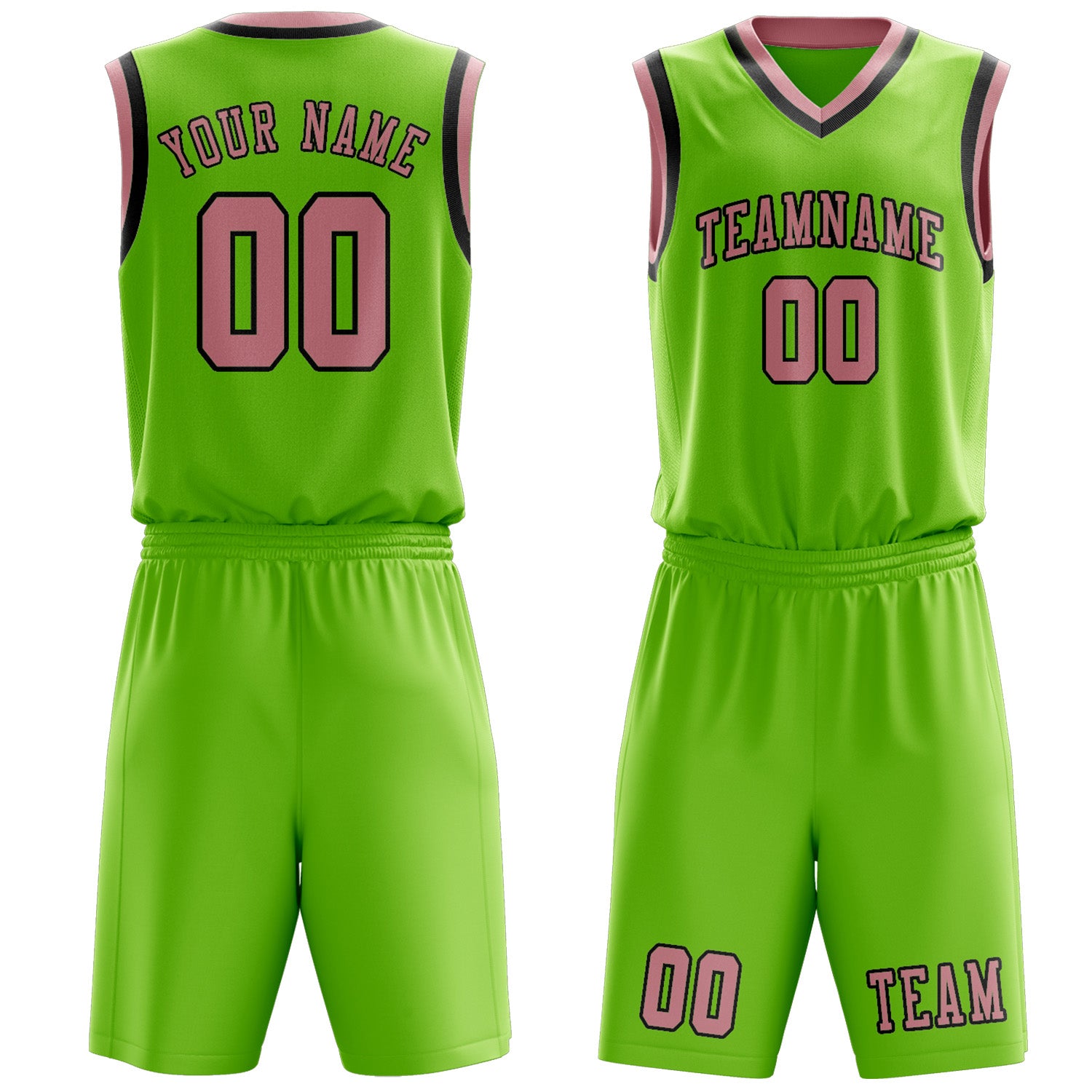 Custom Emerald Green Light Pink Basketball Set