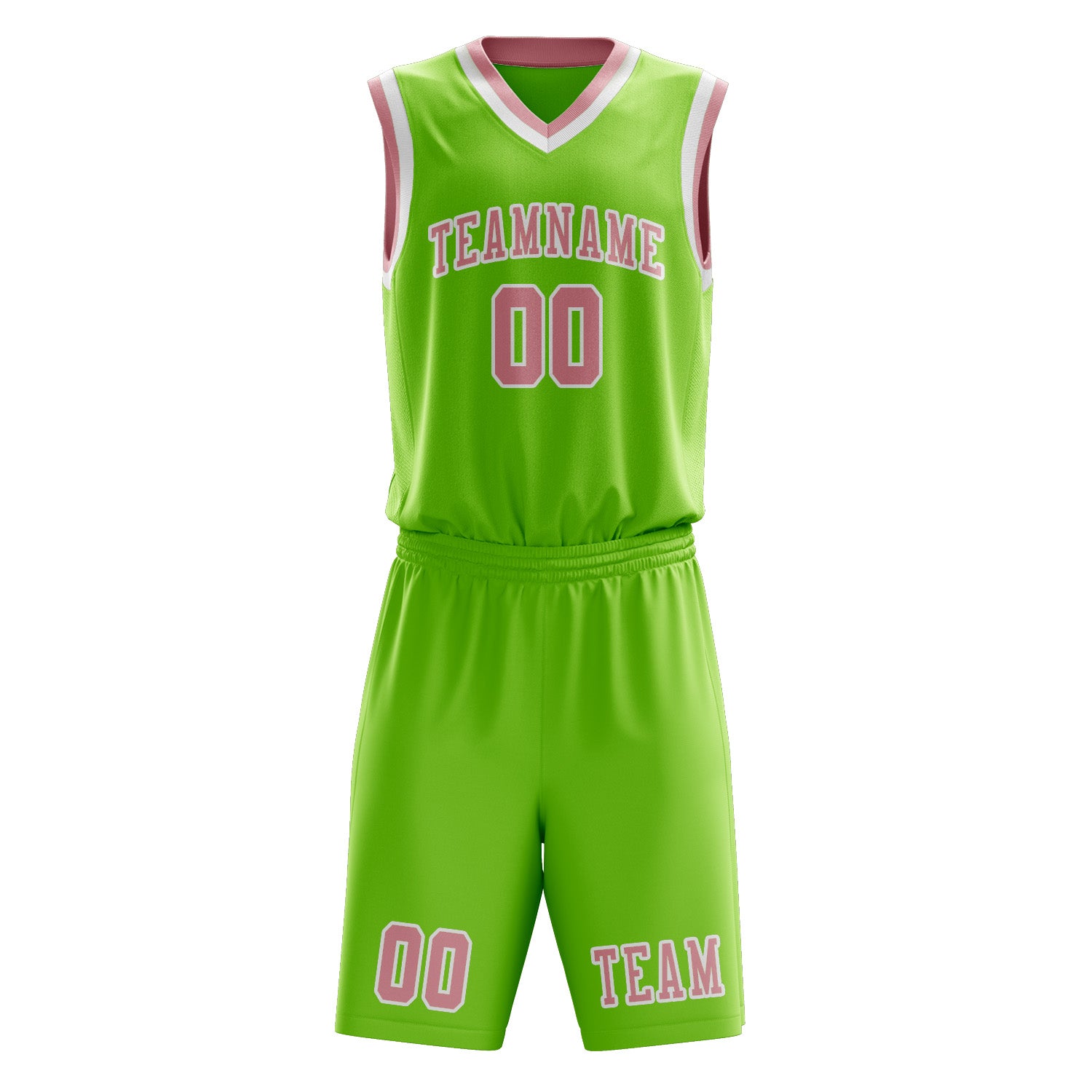 Custom Emerald Green Light Pink Basketball Set