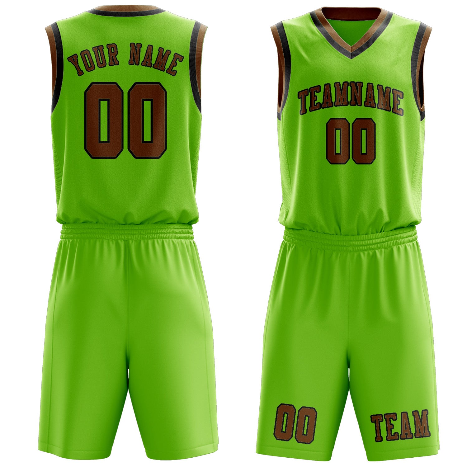 Custom Emerald Green Khaki Basketball Set