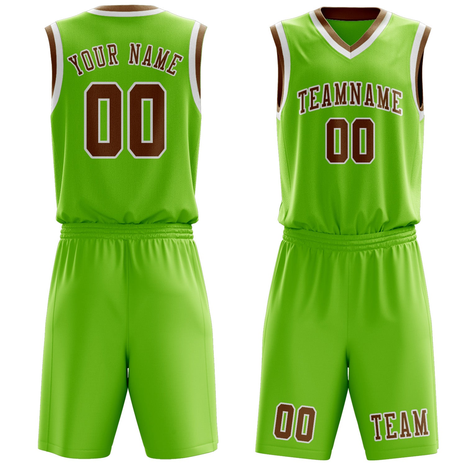 Custom Emerald Green Khaki Basketball Set