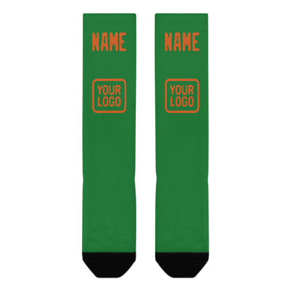 Custom Emerald Green Orange Knee-High Sock