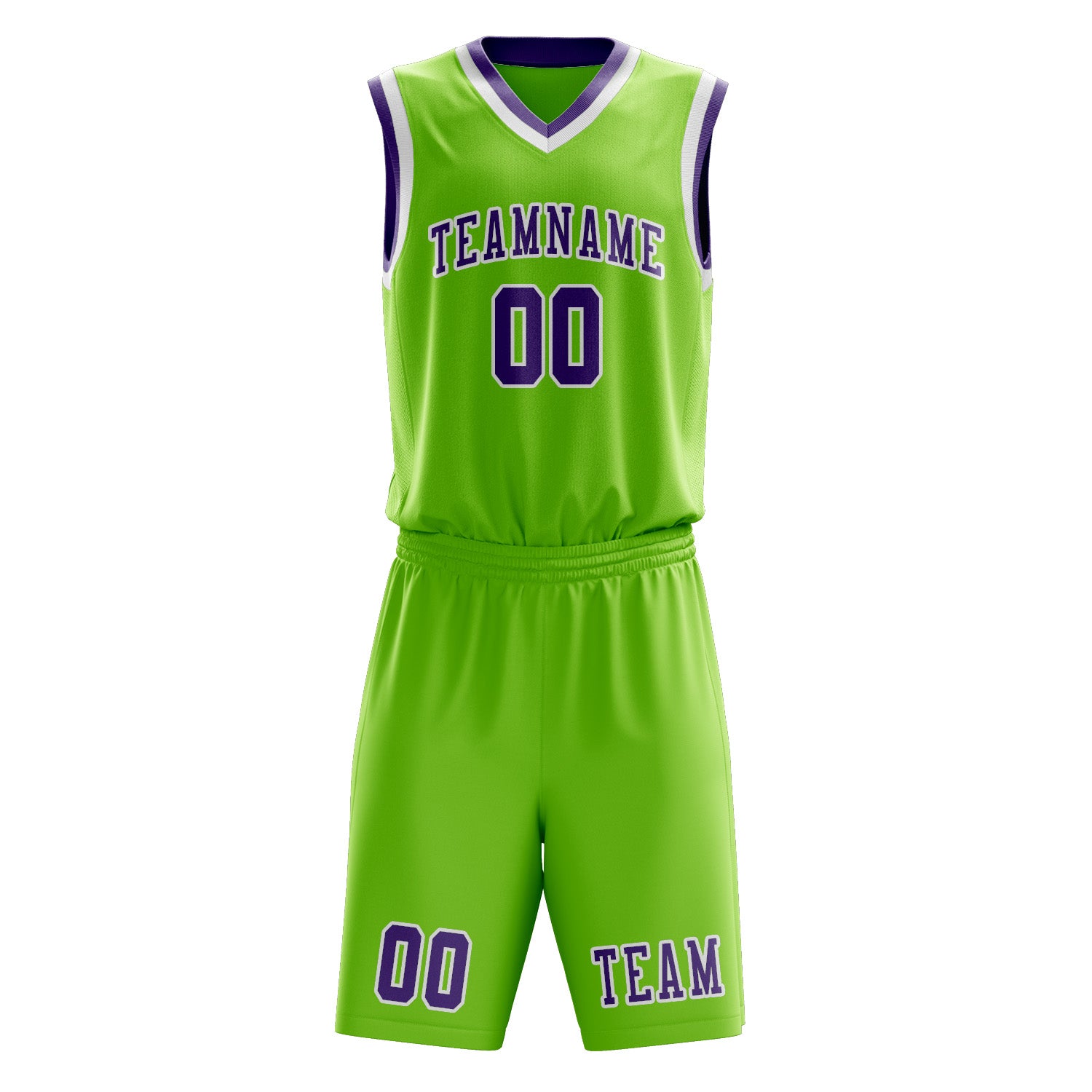 Custom Emerald Green Light Purple Basketball Set