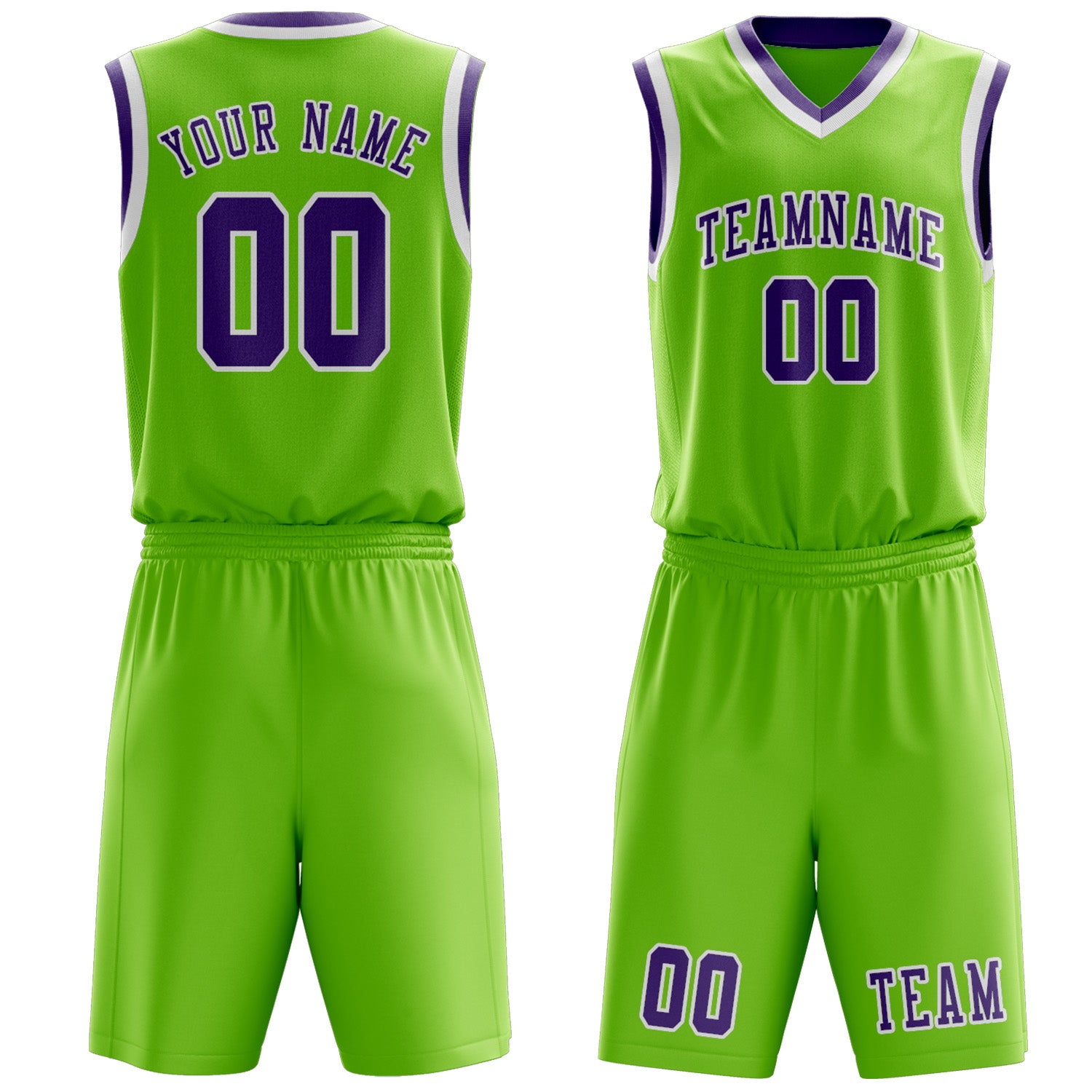 Custom Emerald Green Light Purple Basketball Set