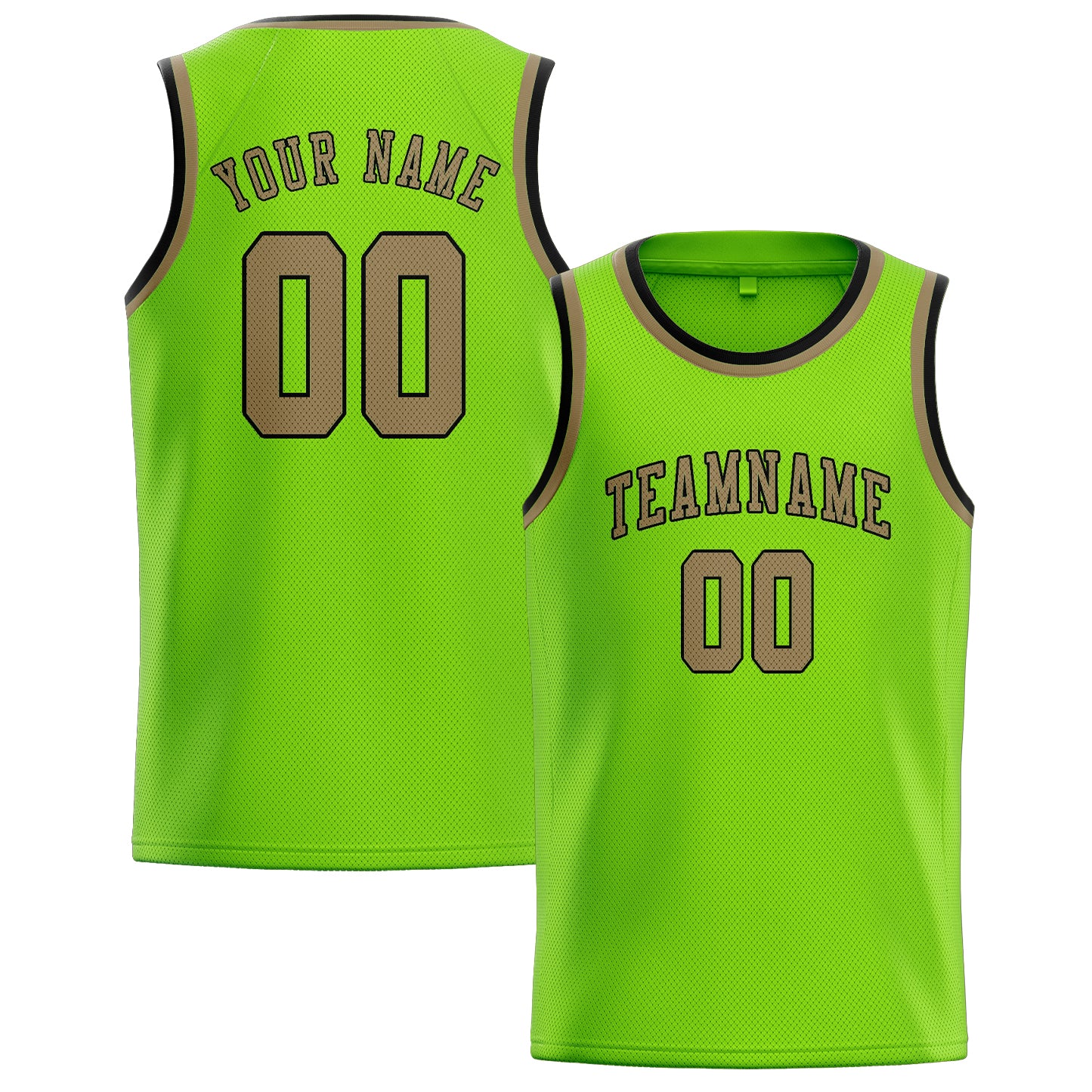 Custom Emerald Green Light Khaki Basketball Jersey