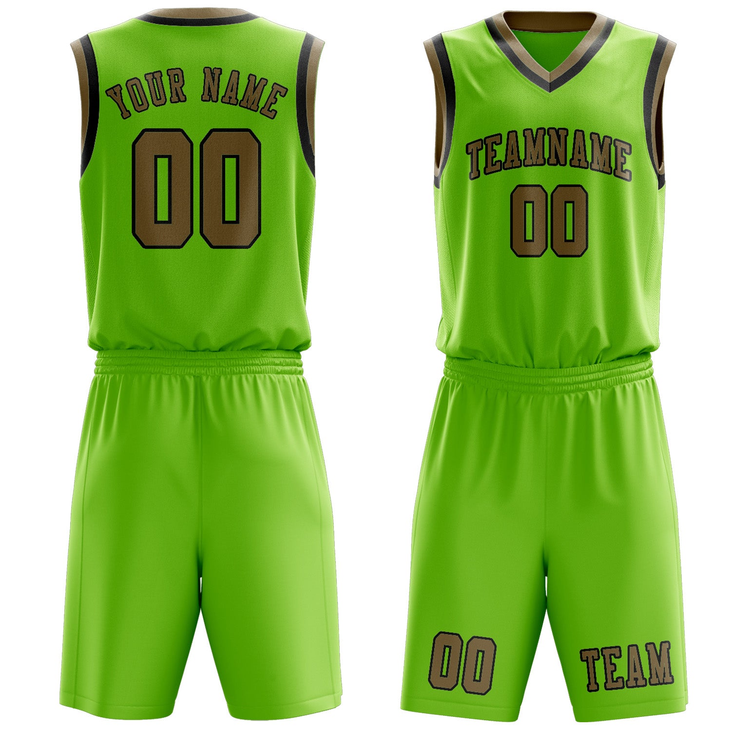 Custom Emerald Green Light Khaki Basketball Set