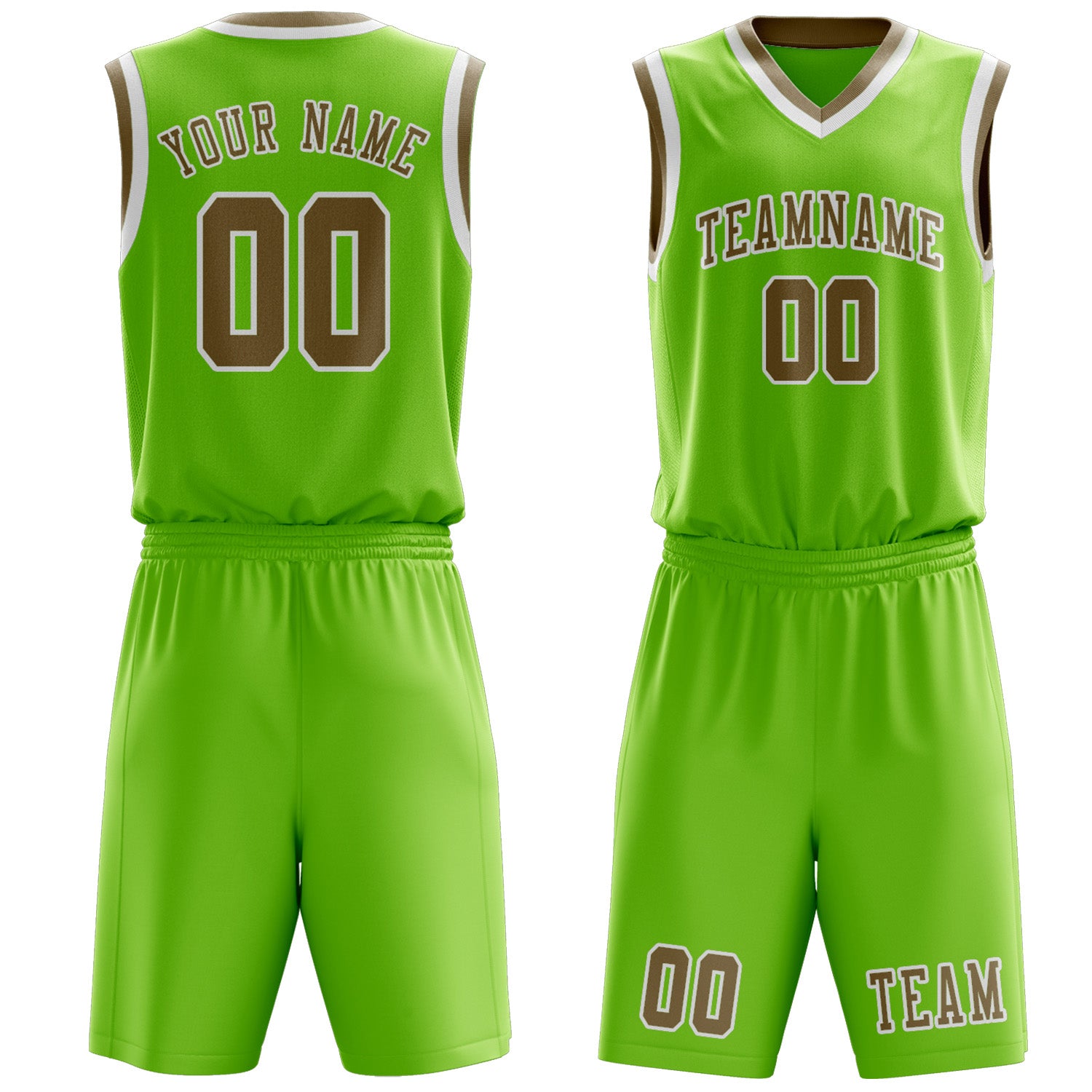 Custom Emerald Green Light Khaki Basketball Set
