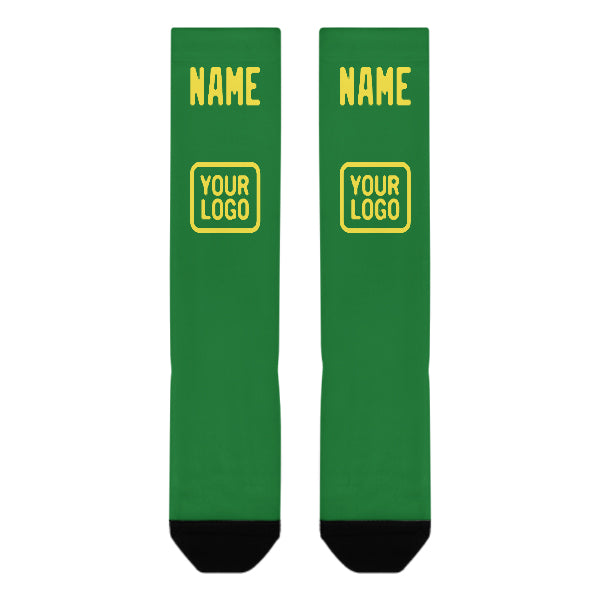 Custom Emerald Green Light Yellow Knee-High Sock