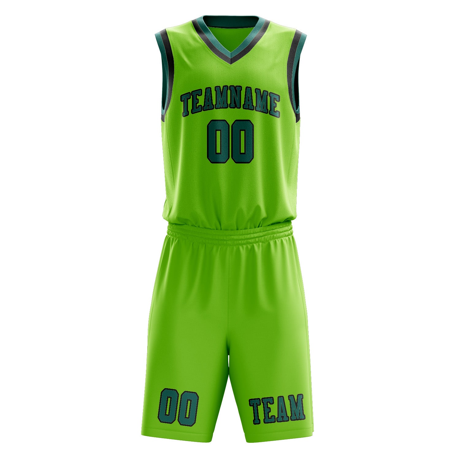 Custom Emerald Green Blue Green Basketball Set