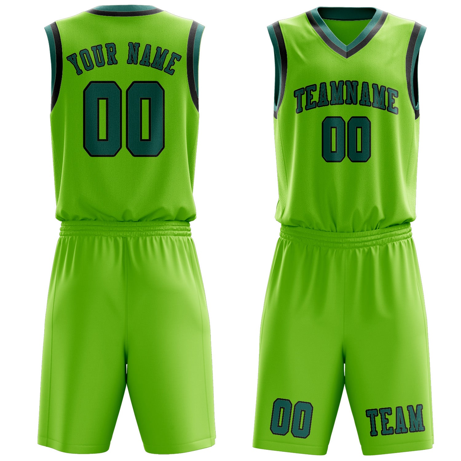 Custom Emerald Green Blue Green Basketball Set
