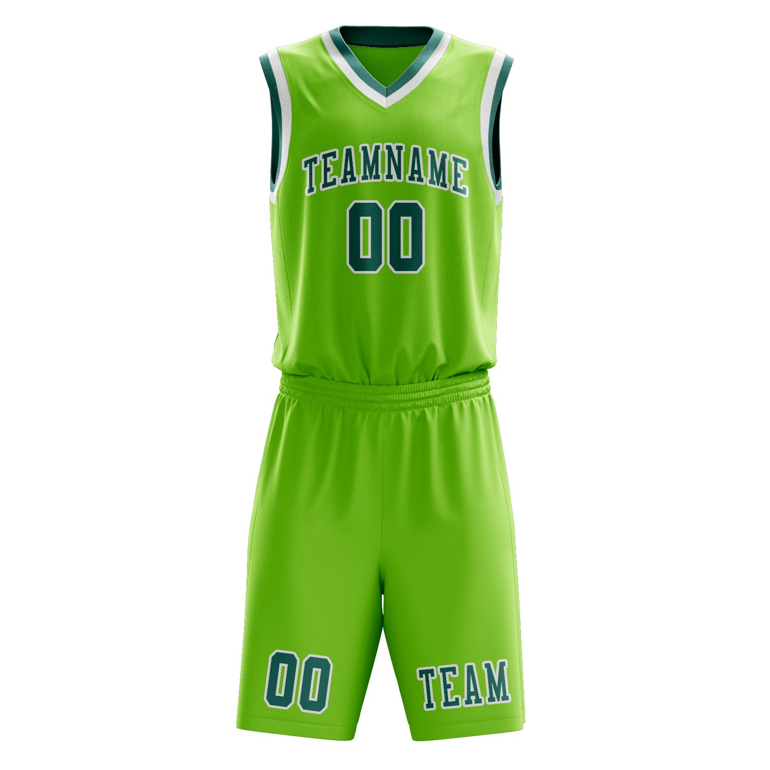 Custom Emerald Green Blue Green Basketball Set