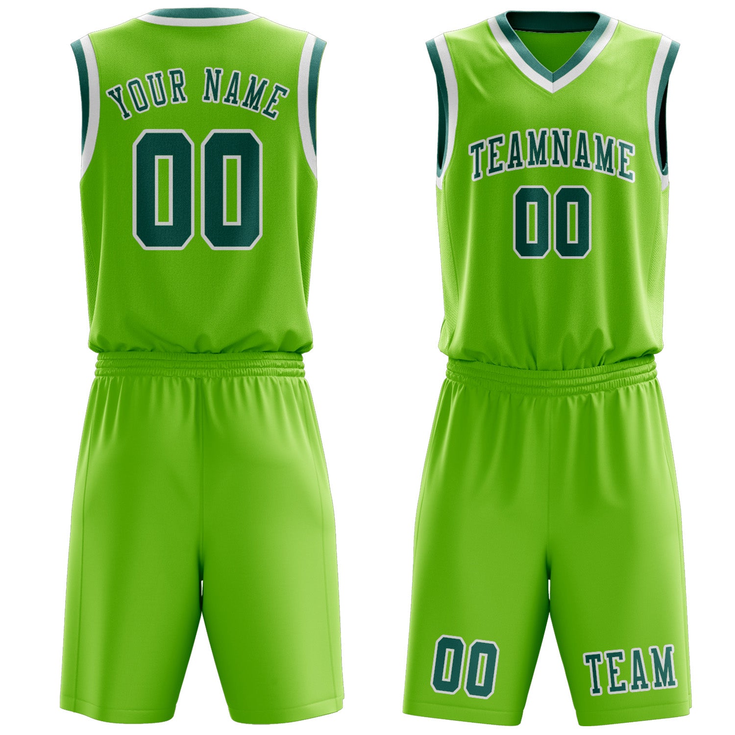 Custom Emerald Green Blue Green Basketball Set
