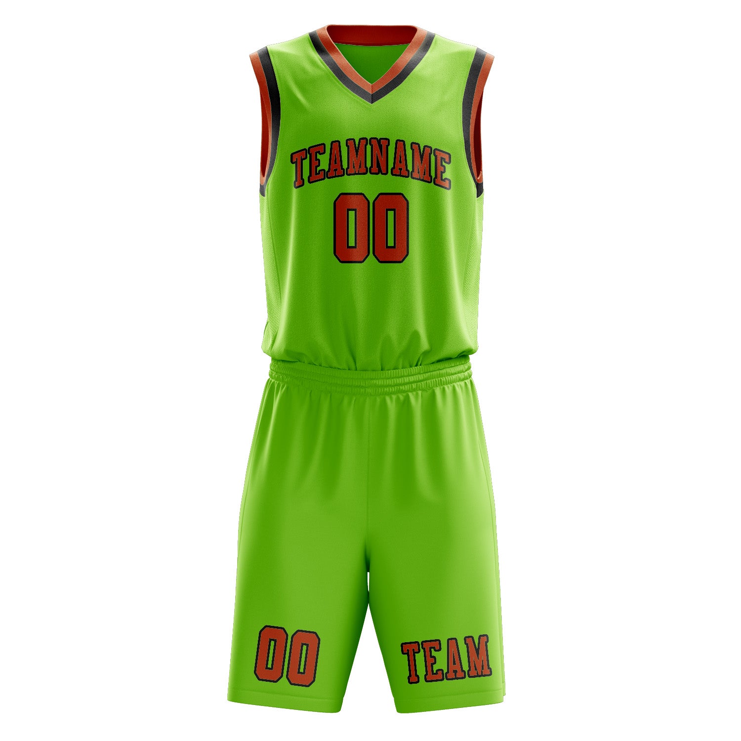 Custom Emerald Green Orange Basketball Set