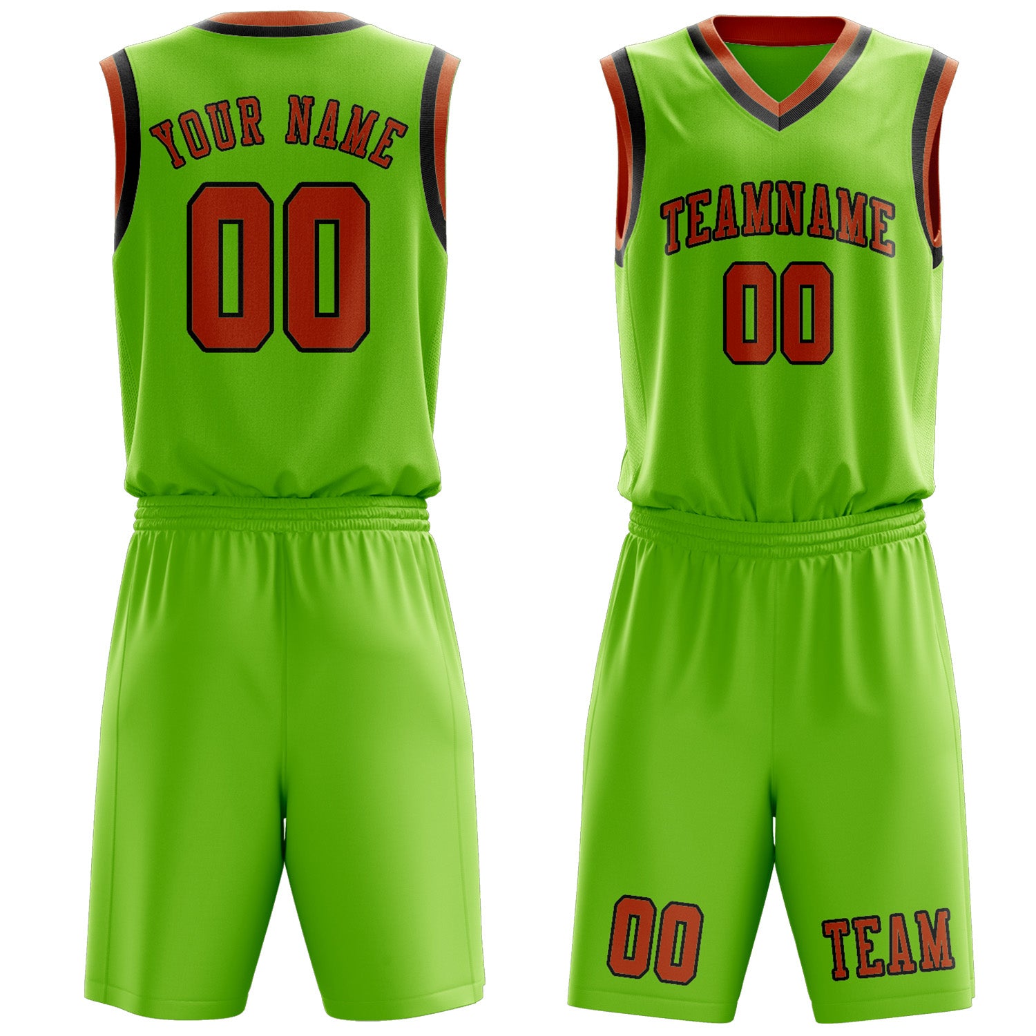 Custom Emerald Green Orange Basketball Set