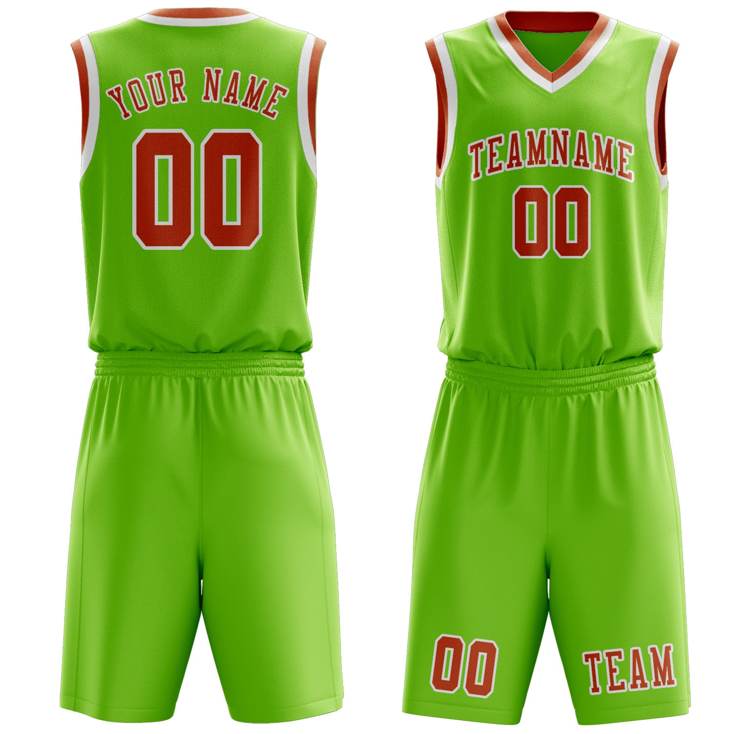 Custom Emerald Green Orange Basketball Set