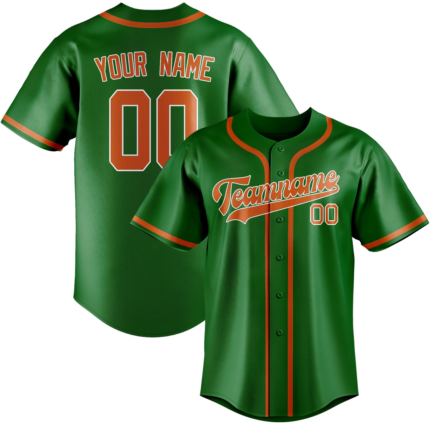 Custom Emerald Green Orange Baseball Jersey