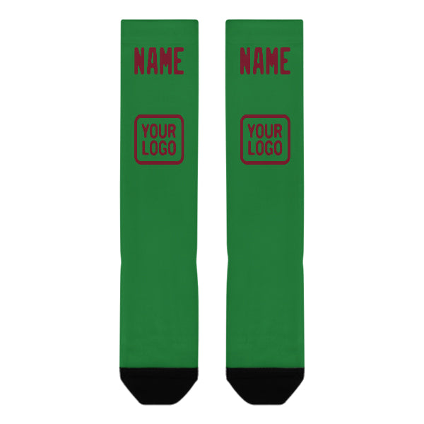 Custom Emerald Green Crimson Red Knee-High Sock
