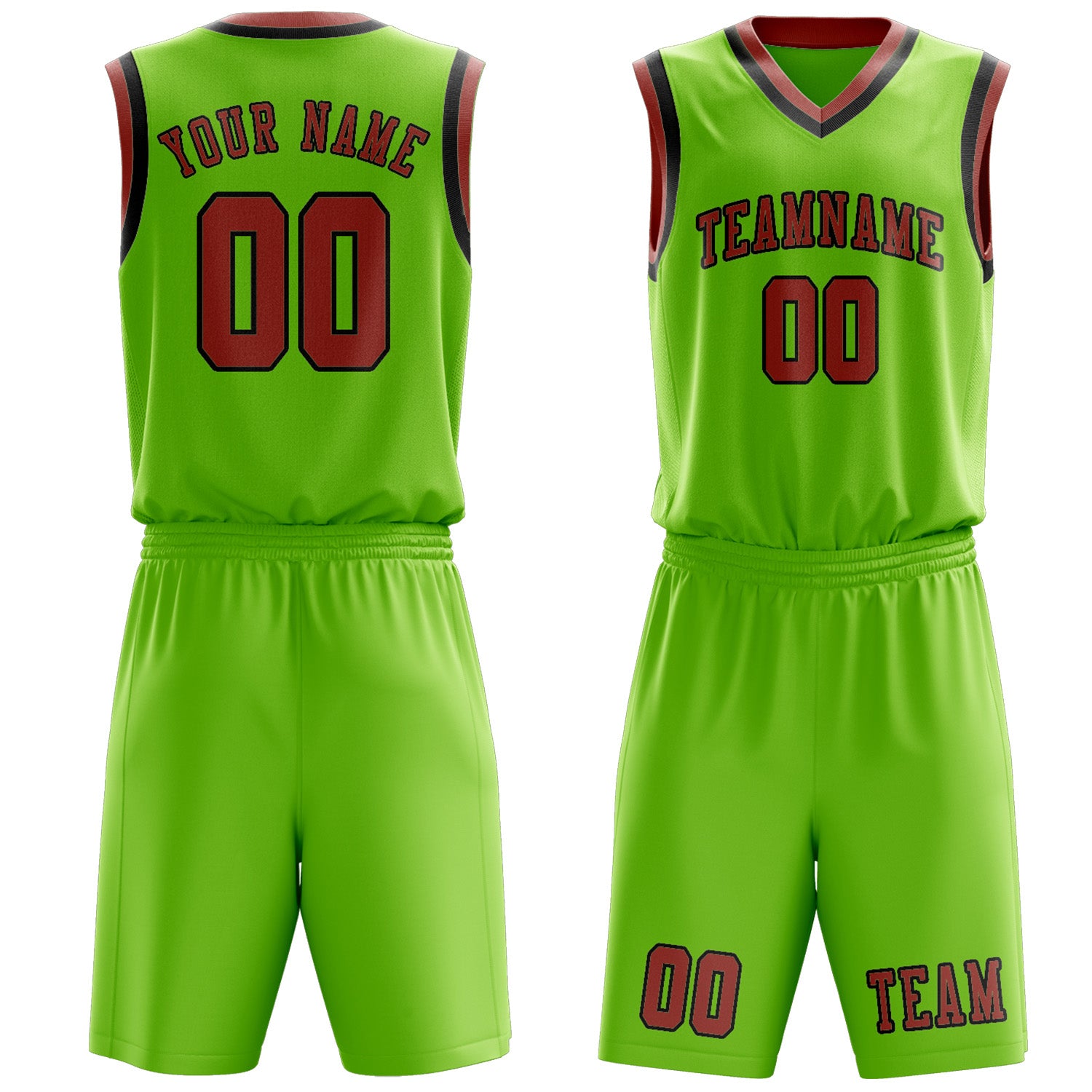 Custom Emerald Green Copper Rose Basketball Set