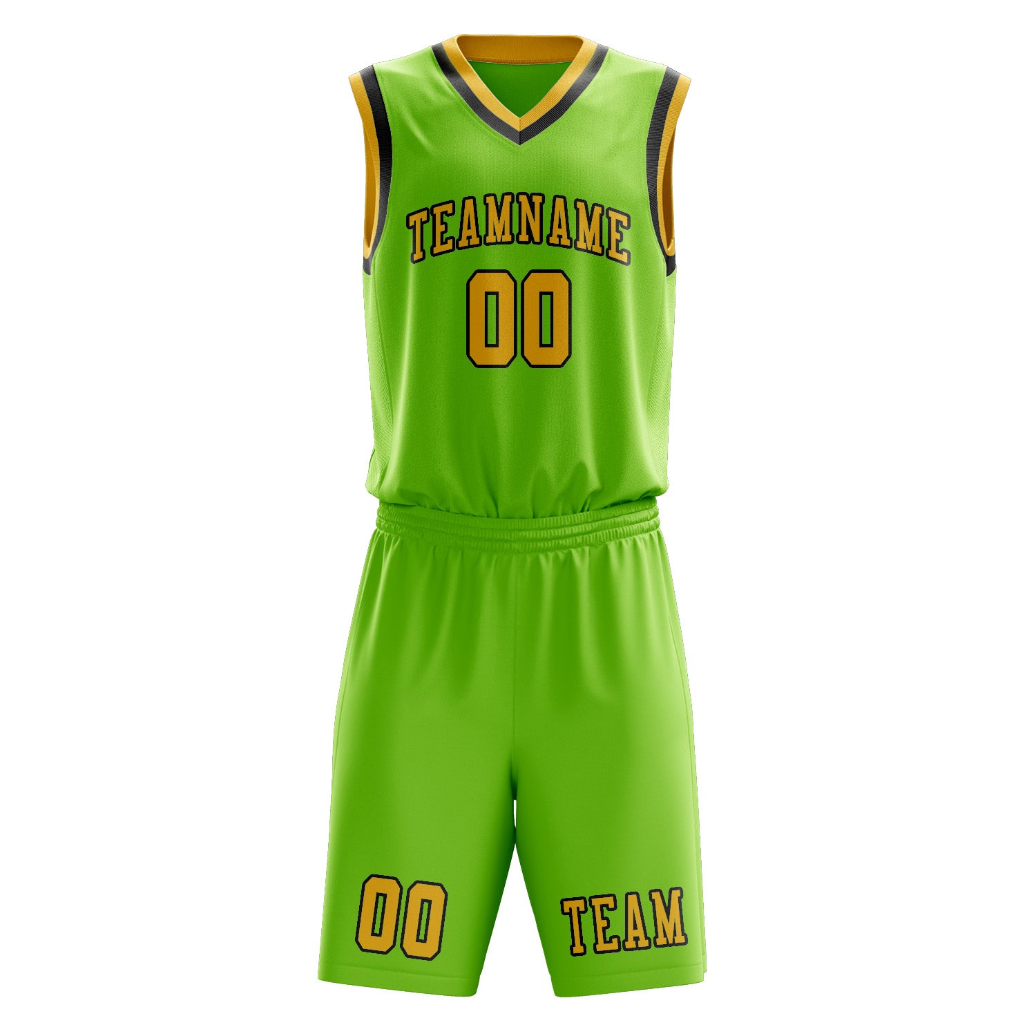 Custom Emerald Green Gold Basketball Set