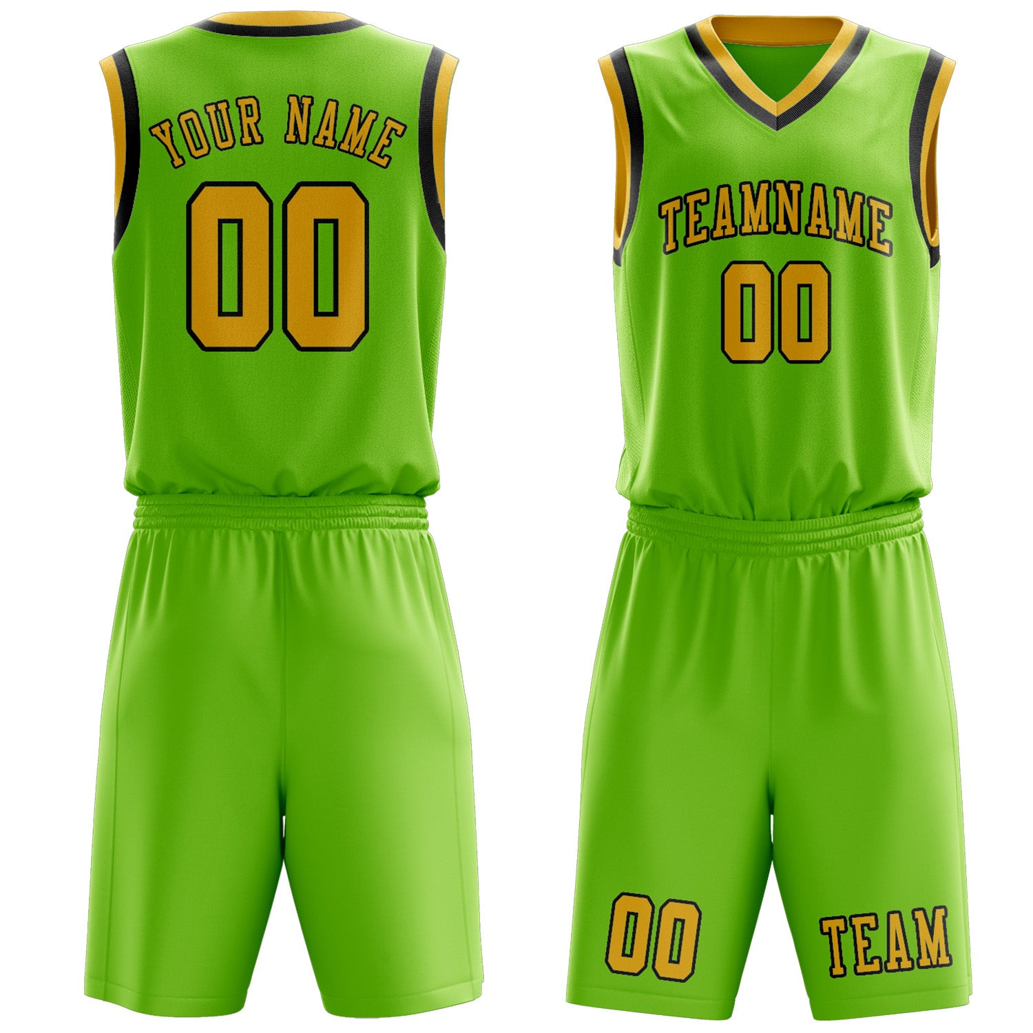 Custom Emerald Green Gold Basketball Set