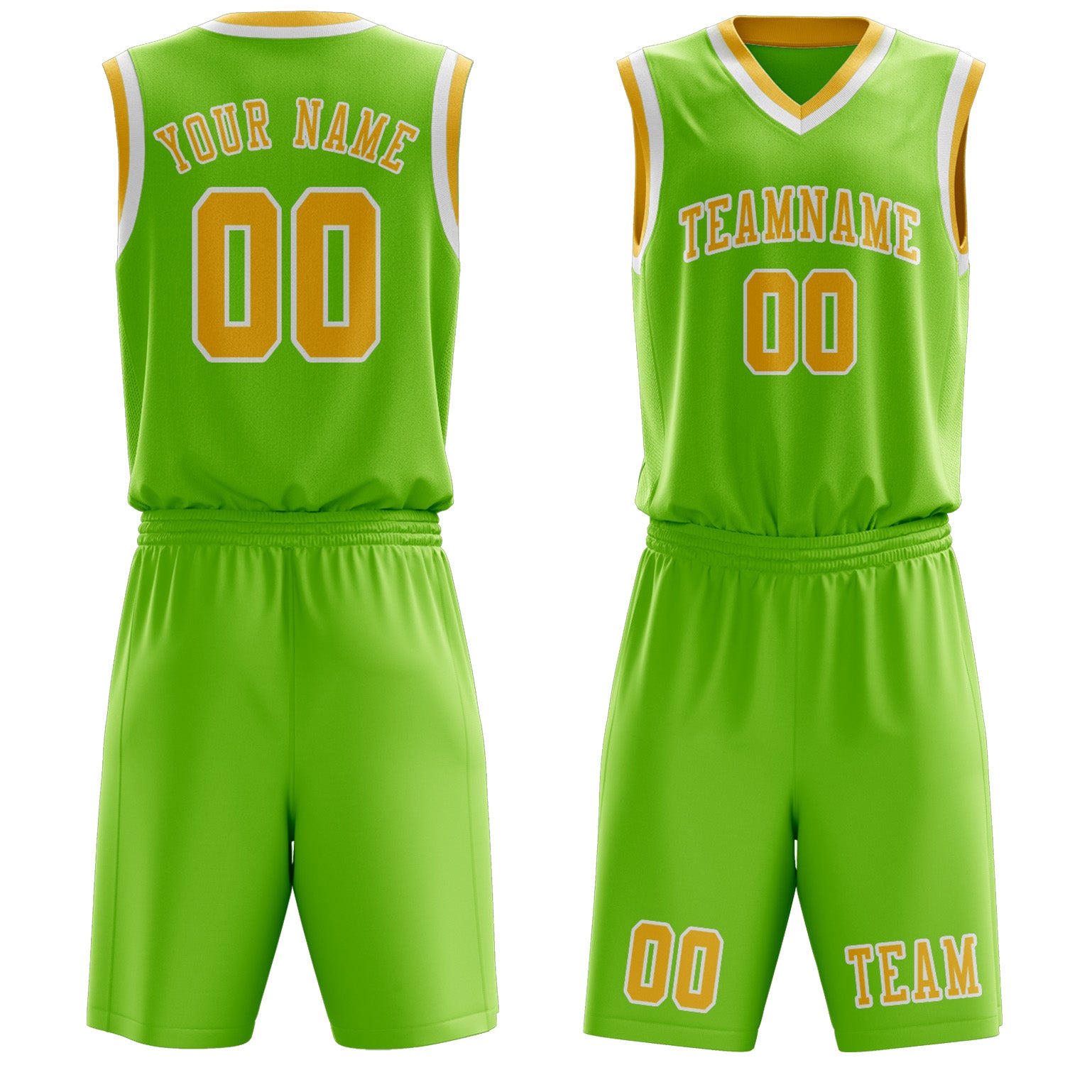 Custom Emerald Green Gold Basketball Set