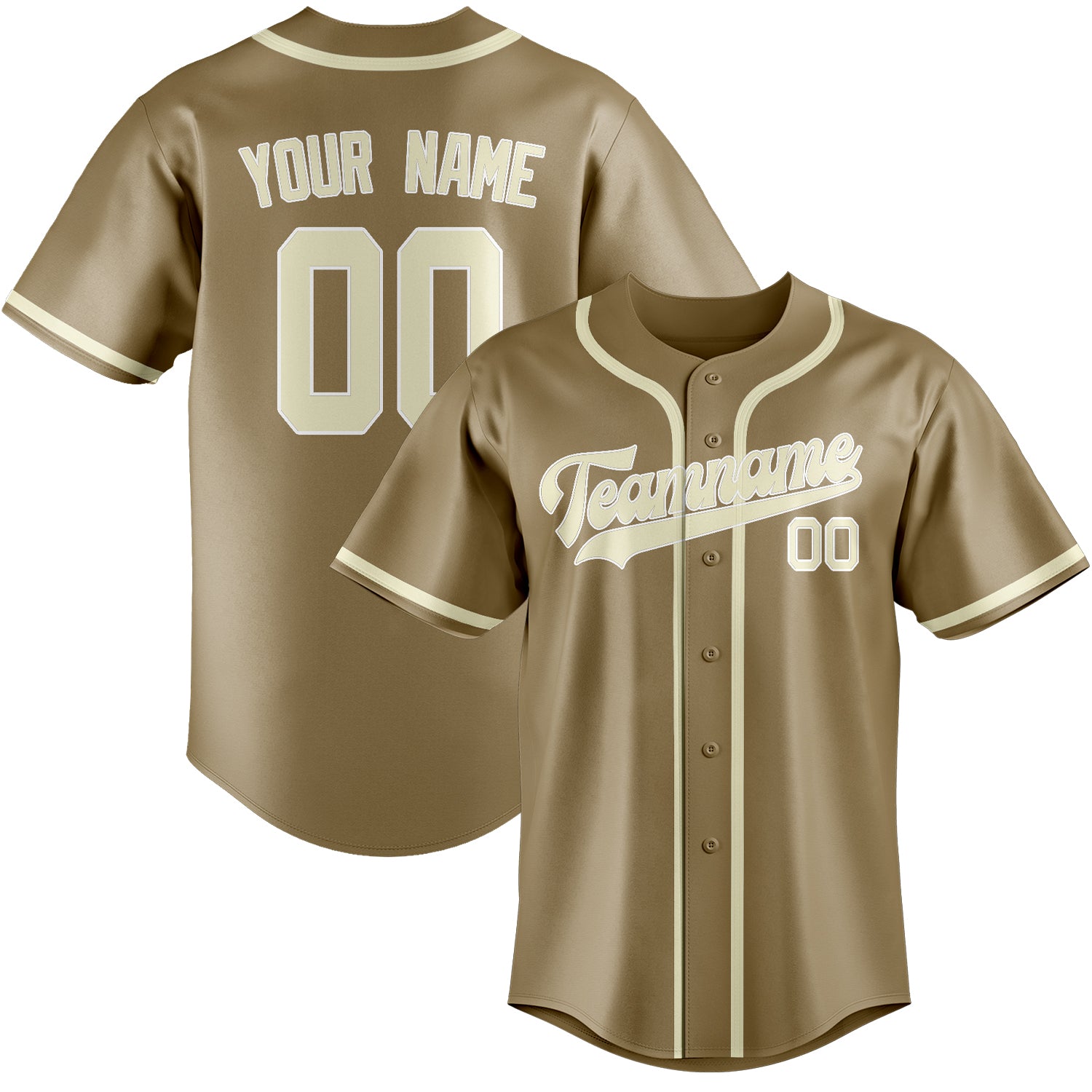 Custom Light Khaki Cream Baseball Jersey