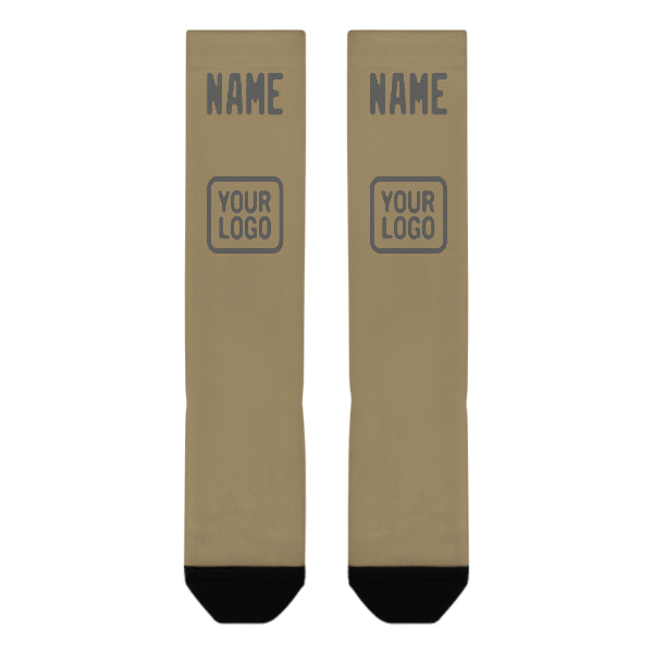 Custom Light Khaki Dark Grey Knee-High Sock