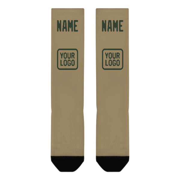 Custom Light Khaki Dark Green Knee-High Sock